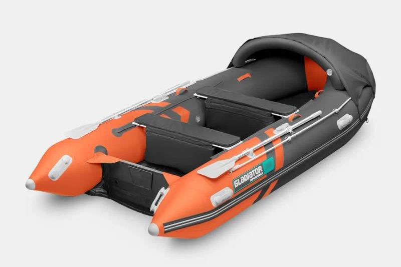 Надувная лодка GLADIATOR E450 PRO оранжево-темно-серый 