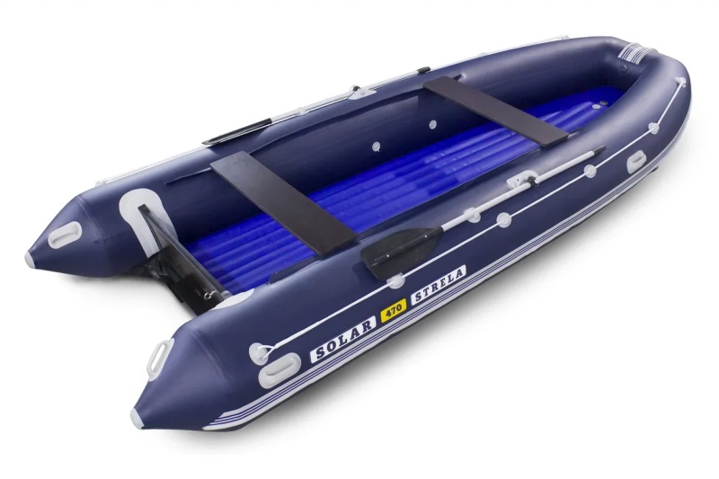 Надувная лодка Солар-470 Стрела Jet Tunnel синий 